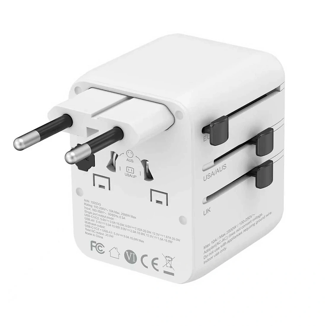 PD20 with the European two-pin plug extended