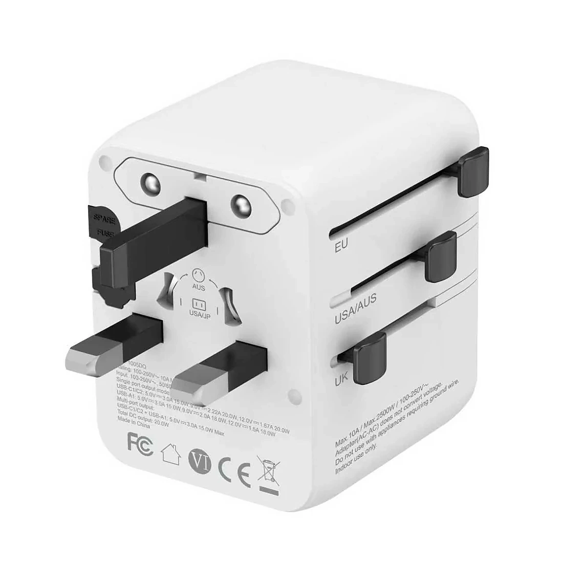 PD20 with the United Kingdom three-pin plug extended