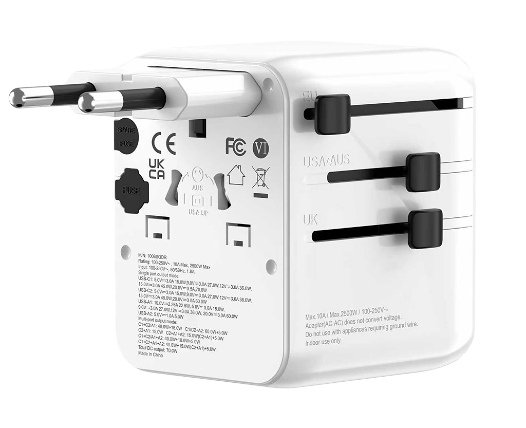 PD70 European two-pin plug extended