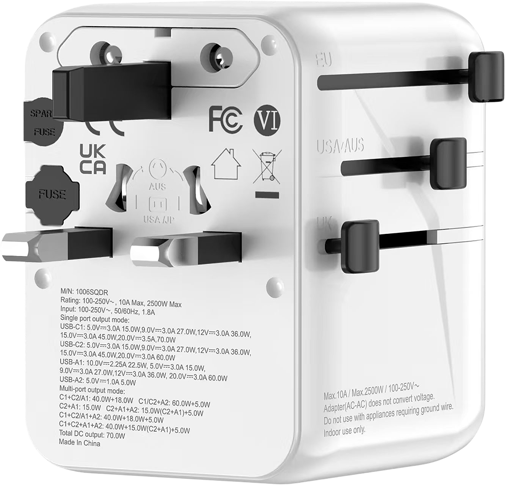 PD70 United Kingdom three-pin plug extended